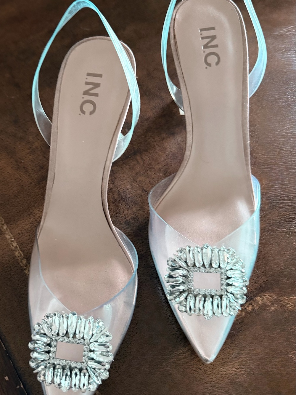 INC International Concepts Women’s  Embellished Pointed Slingback Heels.